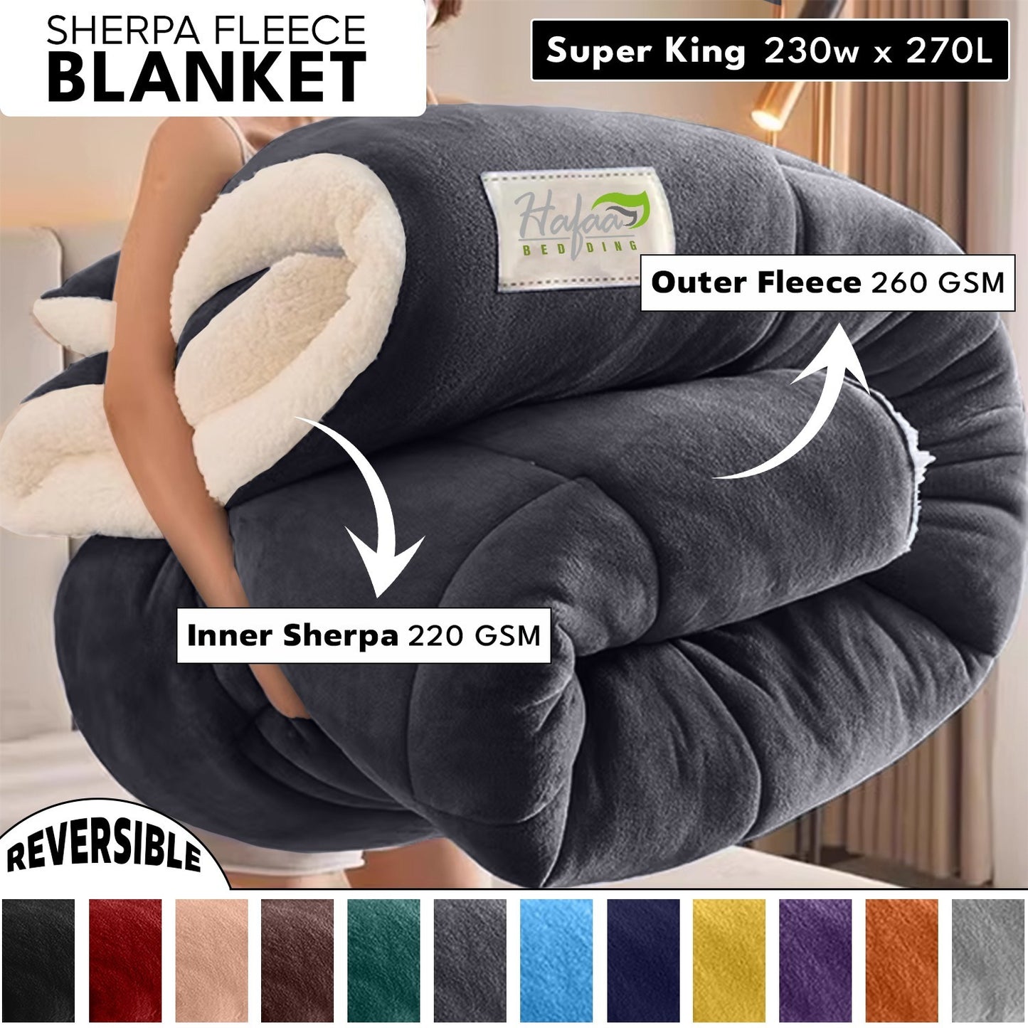 Soft Cozy Sherpa Blanket, Double-Sided Throw Blanket, Contemporary Design, Warm Throw for Couch, Bed, Office and Travel, Versatile All-Season, Perfect Holiday Gift