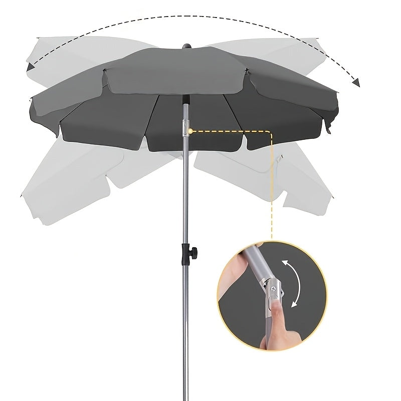 2 X 2m Parasol, Market Umbrella, Round Garden Umbrella, 8 Steel Braces, Base Not Included, Patio Umbrella for Garden, Balcony And Patio, Grey/ Beige/ Blue/ Orange
