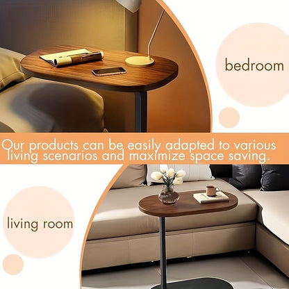 Modern C-Shaped Side Table with Hidden Base, Space-Saving Design, Multi-Functional Swivel Coffee Table, Versatile for Use As Nightstand, Sofa Side Table Or Decorative Accent Table for Home Office, Living Room & Conference Room