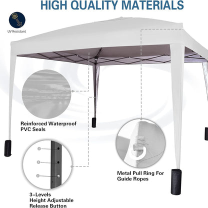 Pop-up Gazebo 3m x 3m with Sides & 4 Weight Bags & Silver Protective Layer Waterproof Marquee Canopy