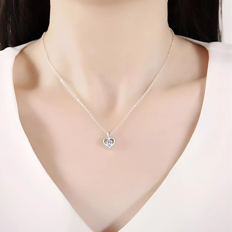 MGJ™ Austrian Crystal Heart Pendant & Earrings Set for Women| Hypoallergenic Jewellery Gift | Available in Silvery & Rose Golden | Comes in Premium White Gift Box & Bag Festive Christmas Gift for Women Ladies, Wife, Her