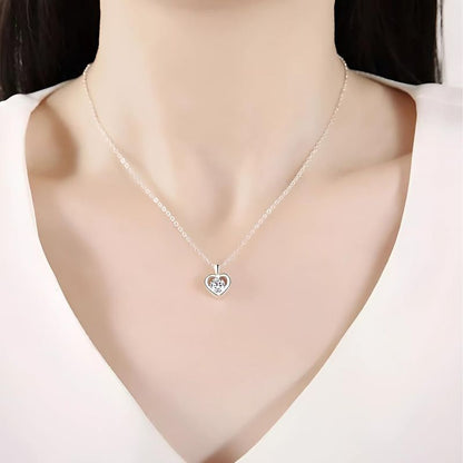 MGJ™ Austrian Crystal Heart Pendant & Earrings Set for Women| Hypoallergenic Jewellery Gift | Available in Silvery & Rose Golden | Comes in Premium White Gift Box & Bag Festive Christmas Gift for Women Ladies, Wife, Her