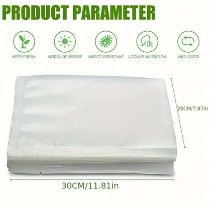 100pcs Food Vacuum Food Sealer Bags, Vacuum Freezer Storage Bag Thick Embossed Upgrade Seal Precut Bag Withstands Freezing