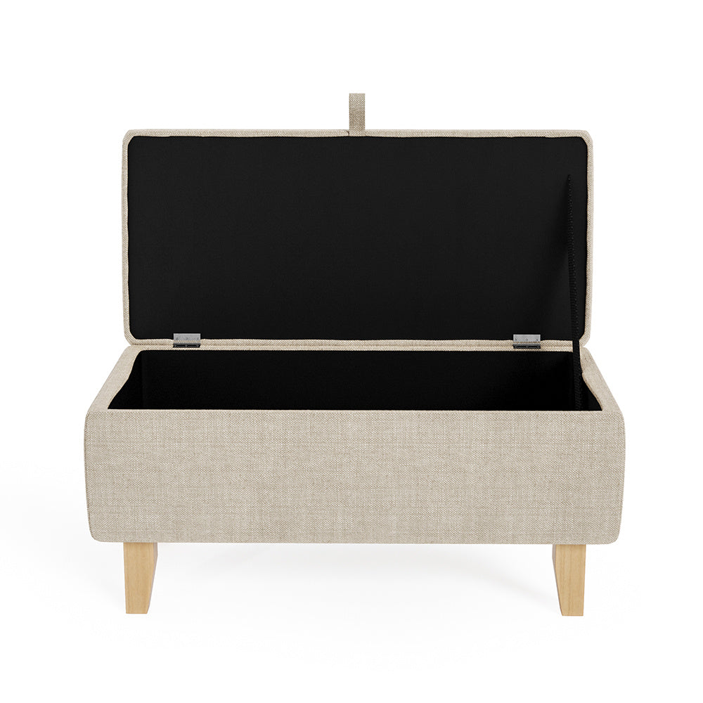Linen Padded Storage Stool Ottoman Storage Box Footstool Living Room Bedroom Hallway Shoe Stool Footrest
