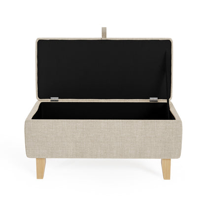 Linen Padded Storage Stool Ottoman Storage Box Footstool Living Room Bedroom Hallway Shoe Stool Footrest