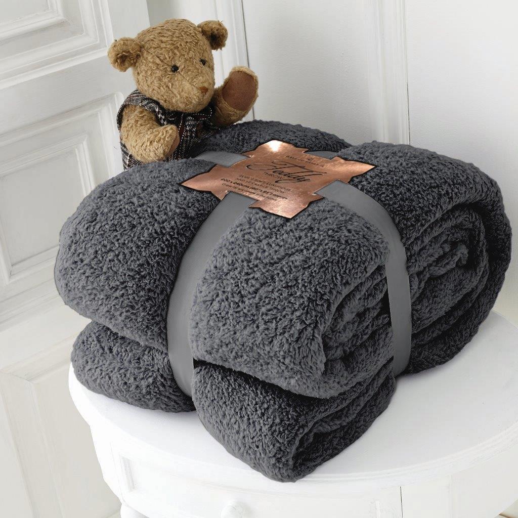 TEXTILE XPERT Teddy Fleece Throw – Colour & Size Options