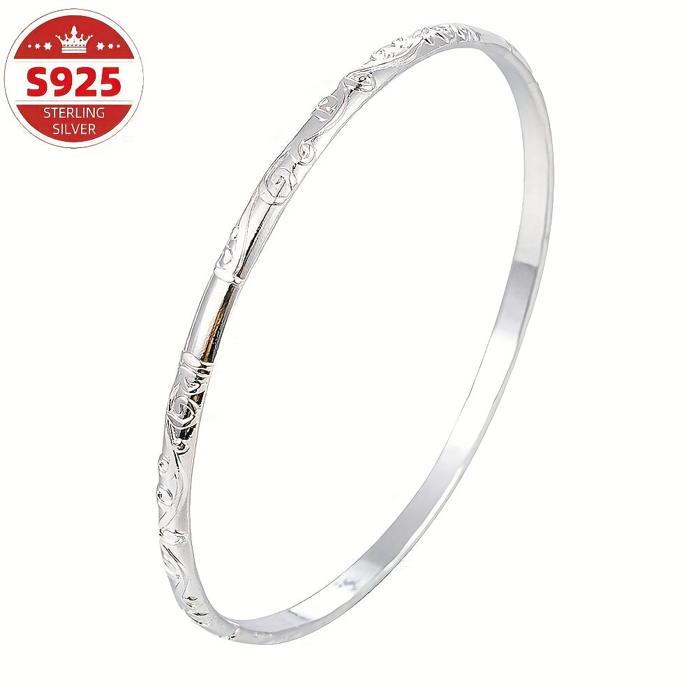S925 Sterling Silver 5pcs Thin Ring Carved Bracelet Women'S Niche Design Sense Multi-Ring Stackable Anti-Allergic Light Luxury Temperament Hand Jewelry