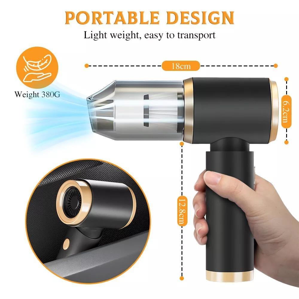Cordless Handheld Vacuum Cleaner Portable Mini Wireless Wet & Dry with Air Blower – Low Noise Lightweight Hoover for Car, Home, Kitchen & Pet Hair Cleaning