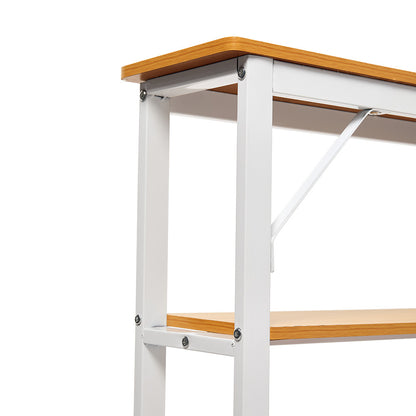 Space Efficient Side Table Single Double Tier Wall Mounted MDF Shelf with Metal Frame Multi Functional Narrow Table with Storage Hallway Bedroom Table 80x20cm Wood Black White Frame