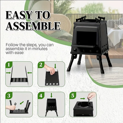Camping Wood Stove, Portable Wood Burning Stove, Backpacking Folding Camp Tent Heat Mini Outdoor Stove for Cooking Heating Picnic Hiking BBQ Travel RV