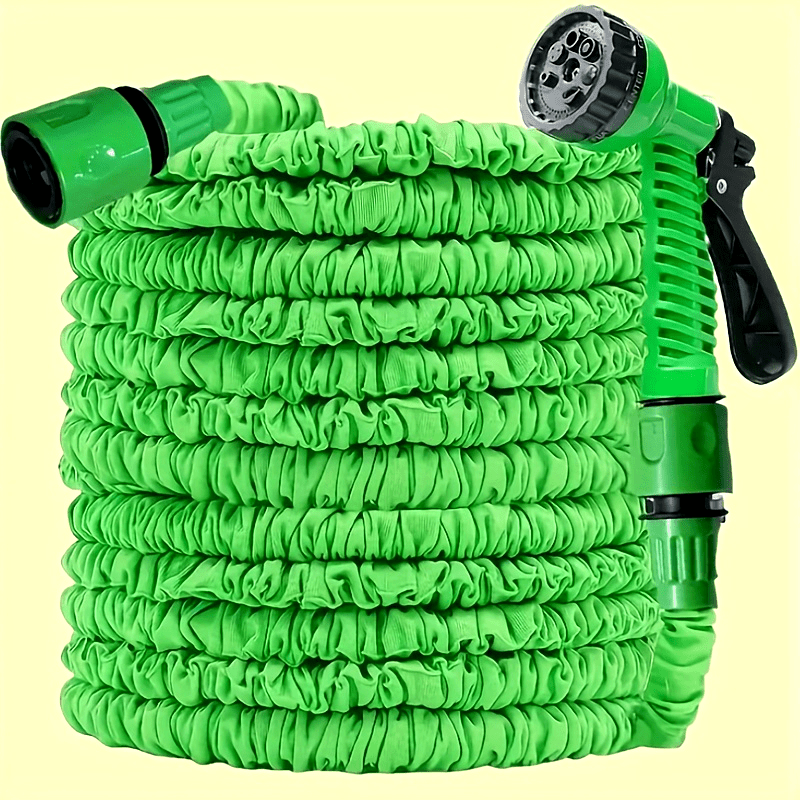 100ft Expandable Garden Hose with High-Pressure Water Gun - 3/4" Diameter, Lightweight & Durable Polyester & Polypropylene for Car Wash, Pet Bathing, Lawn Care - Green Plastic Design, US/EU Connectors, All-Season Outdoor Use, Garden Hose Expandable, Pet B