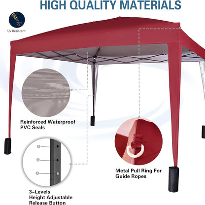 Pop-up Gazebo 3m x 3m with Sides & 4 Weight Bags & Silver Protective Layer Waterproof Marquee Canopy