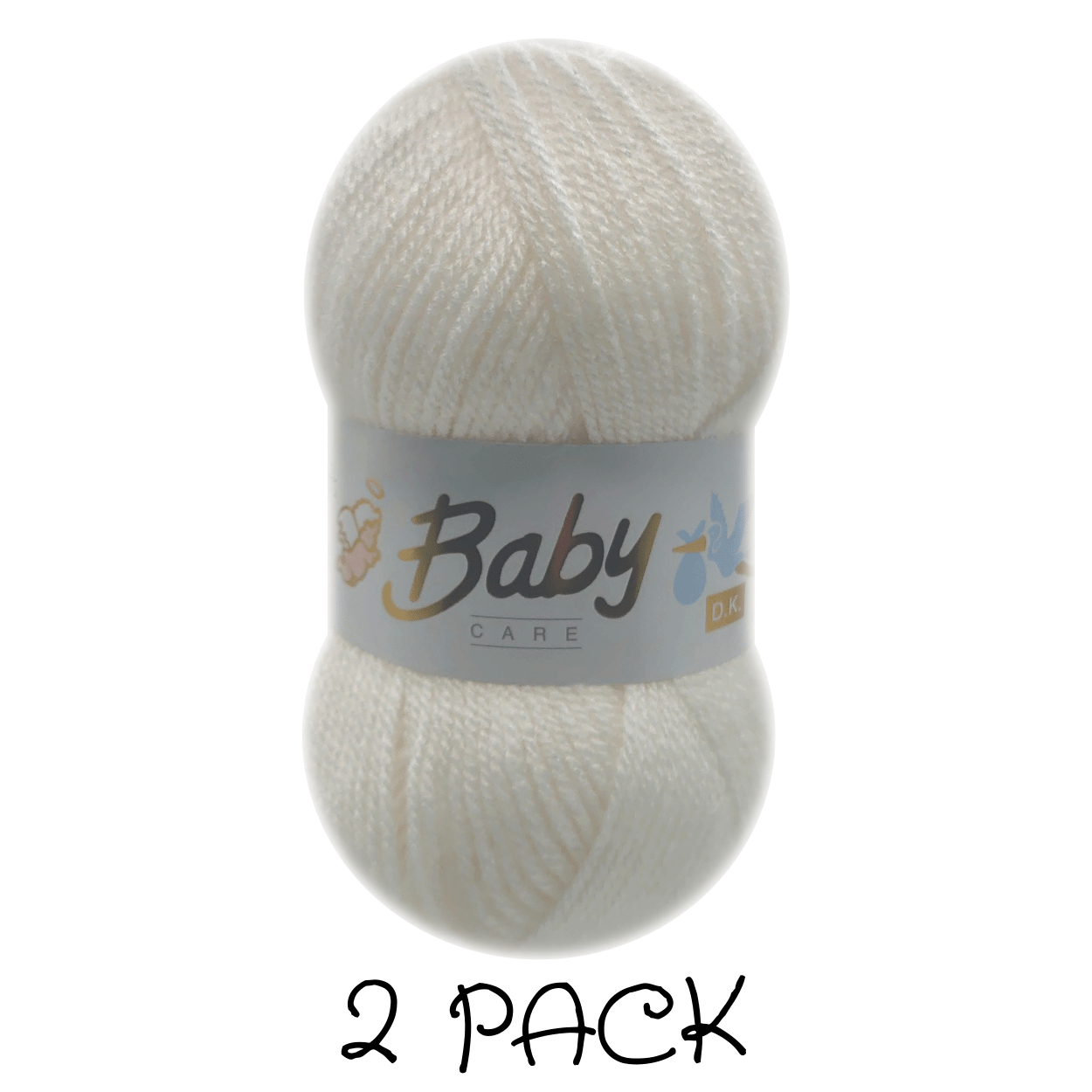 Woolcraft - Baby Care Double Knitting Yarn - 2 or 5 Pack of 100g Balls of 100% Acrylic Yarn - 13 Colours Available - Aqua, Beige, Baby Blue, Oyster, Denim, Lilac, Mint, Peach, Baby Pink, Rouge, Silver, White or Lemon - Perfect for Knitting or Crochet