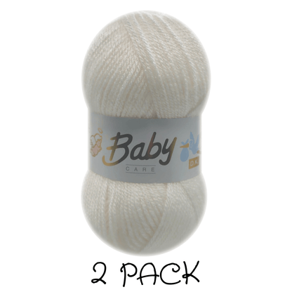 Woolcraft - Baby Care Double Knitting Yarn - 2 or 5 Pack of 100g Balls of 100% Acrylic Yarn - 13 Colours Available - Aqua, Beige, Baby Blue, Oyster, Denim, Lilac, Mint, Peach, Baby Pink, Rouge, Silver, White or Lemon - Perfect for Knitting or Crochet