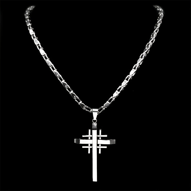 Punk Jerusalem Crusaders Cross Necklace Pendant for Men Women 304 304 Stainless Steel Prayer Amulet Male Chain Jewelry Collar Cruz
