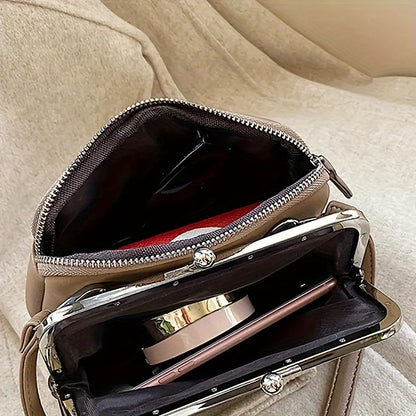 1pc Elegant Crossbody Bag with Adjustable Strap - Multi-Layer Handbag Suitable for Casual & Dressy Occasions, Zipper Closure, Spacious for Phone/Tablet, Versatile Carry (Diagonal/Waist)