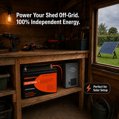 WERCHTAY 12.8V Lifepo4 Battery 300/200/100Ah, Equipped with A+ Grade Battery Cells, 25000+ Deep Cycles, Intelligent BMS Overcharge/Overdischarge Protection, for Home Energy Storage, Outdoor Rvs, Off-Grid Solar Applications