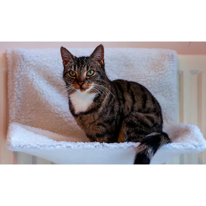 Cat Radiator Bed Warm Fleece Hammock with Washable Cover – Hanging Radiator Bed for Indoor Cats & Kittens, Fits Most Radiators, 46x30x25cm