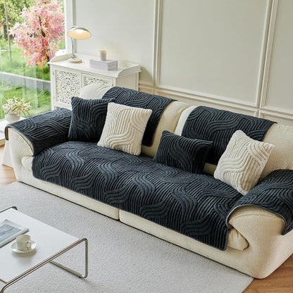 1pc Bohemian Style Soft Plush Sofa Cover, Pet-Friendly Non-Slip Couch Protector Covers, Machine Washable Polyester, All-Season Comfort for Living Room, Bedroom, Office Decor, Sectional Sofa Cover| Warm Home Decor| Machine Washable Furniture Protector Cove
