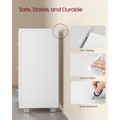 Under Sink Bathroom Cabinet, Storage Cabinet, with 3 Drawers, for Washbasins with Pedestal, 30 x 70 x 64 cm，Cloud White and Natural Beige