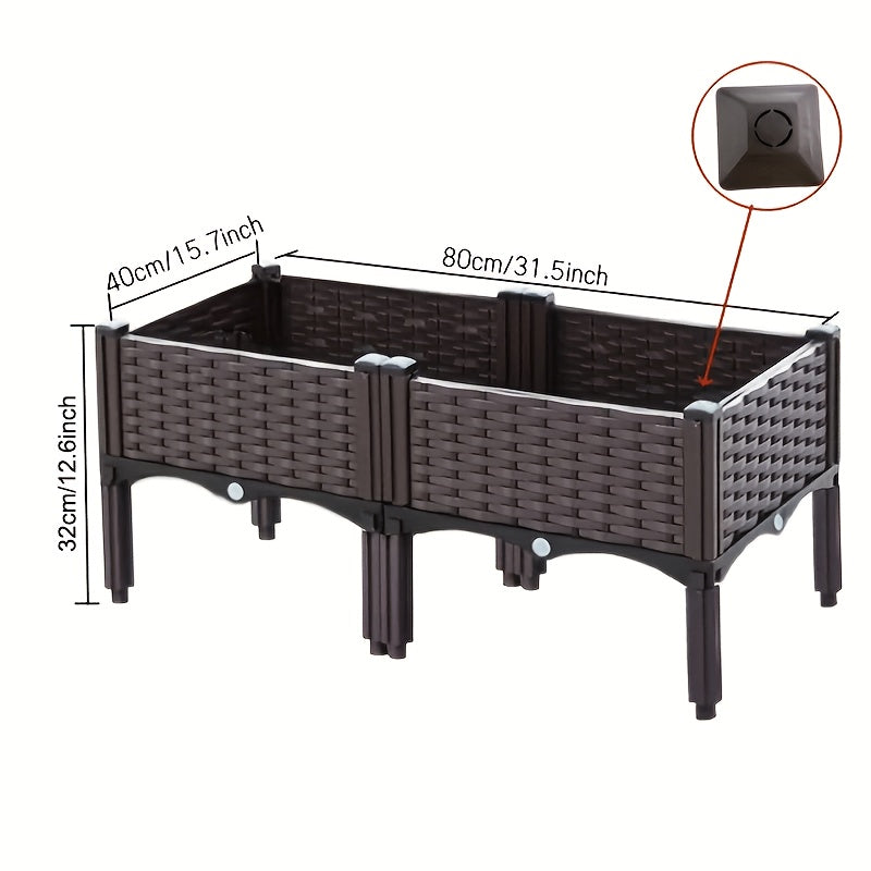 Raised Garden Bed With Removable Legs & Drain Holes, Durable Plastic, Easy Assembly, Removable Legs, Fruit Flowers Vegetables Standing Box For Patio Deck Porch Backyard