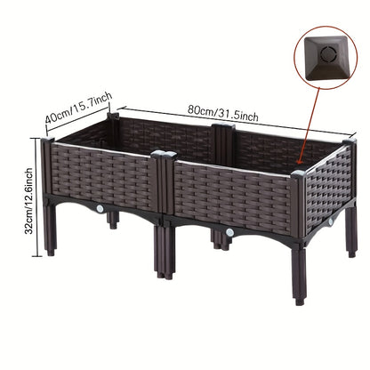Raised Garden Bed With Removable Legs & Drain Holes, Durable Plastic, Easy Assembly, Removable Legs, Fruit Flowers Vegetables Standing Box For Patio Deck Porch Backyard