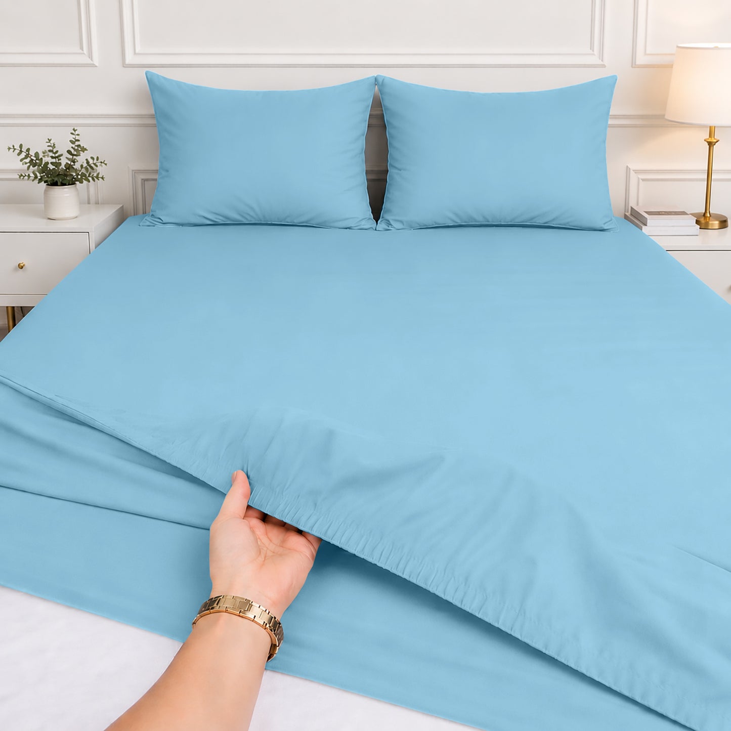 1pc 40CM Extra Deep Fitted Sheet – Soft Comfortable Microfiber Bed Sheet, Durable & Breathable Fabric, All Around Elastic, Wrinkle Resistant, Machine Washable Sheet for Home Bedroom