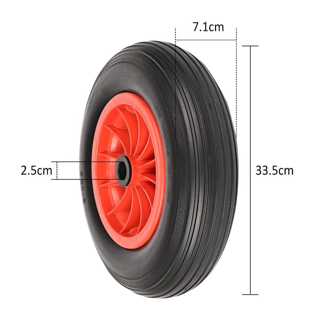 14" Wheelbarrow Wheel 3.5-8 PU Puncture Proof Solid Wheel Heavy Duty Replacement Tire for Garden Trolley Barrow Go Cart Trailer Truck (Black)
