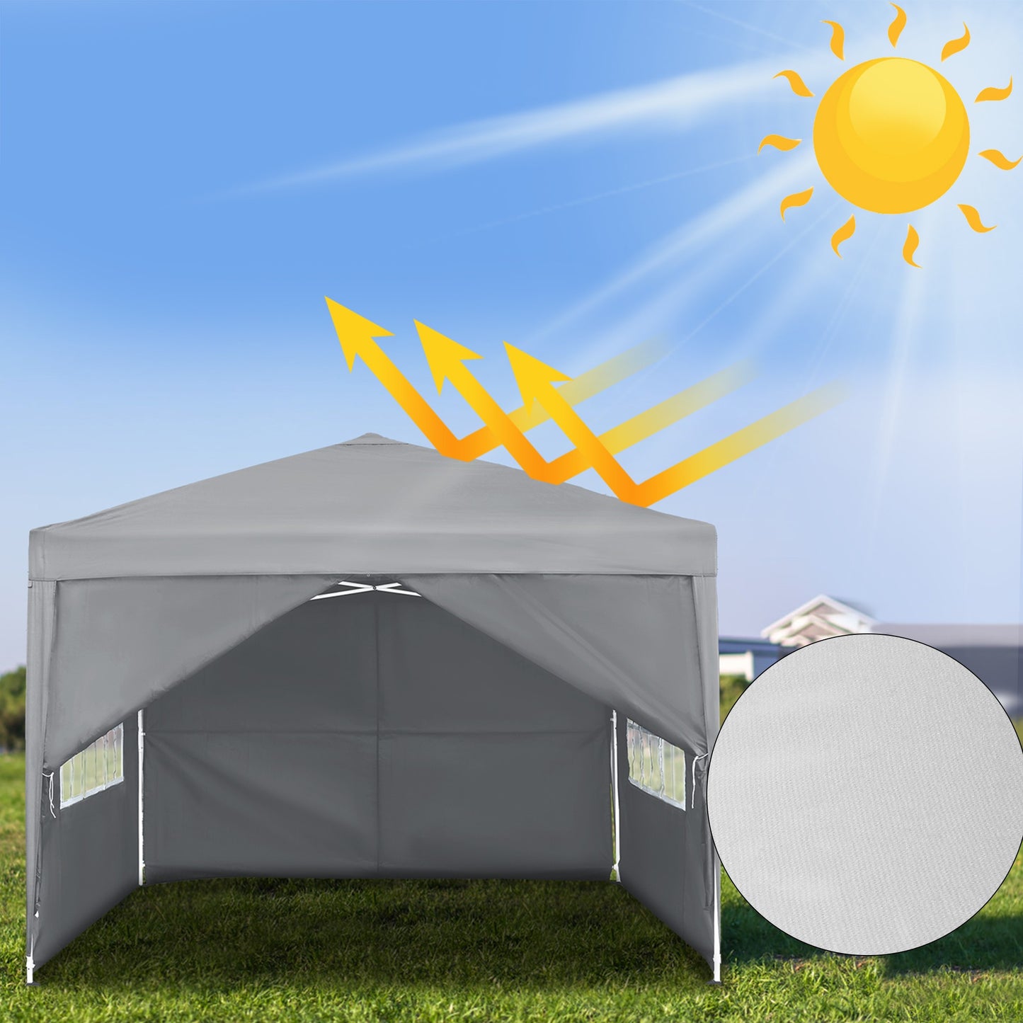 Folding Garden Gazebo 2. 5x2. 5m/3x3m with Side Panels & Carry Bag, Outdoor Tent with UV Protection for Picnic, Party & Garden, Anthracite/Grey/Green/White