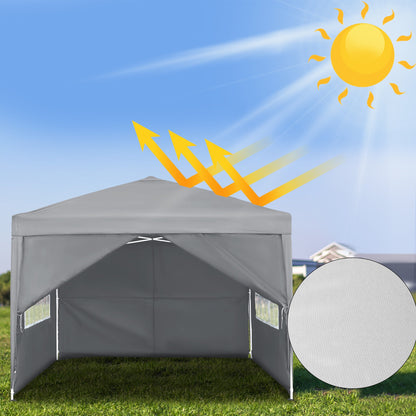 Folding Garden Gazebo 2. 5x2. 5m/3x3m with Side Panels & Carry Bag, Outdoor Tent with UV Protection for Picnic, Party & Garden, Anthracite/Grey/Green/White