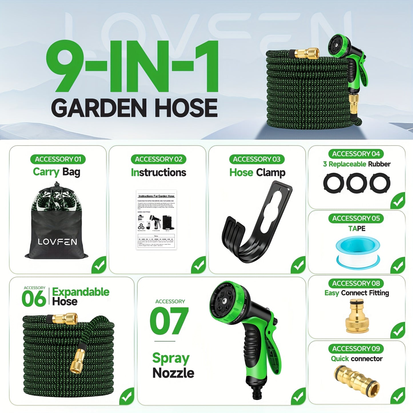 30.48meter 3X Expandable Watering Hose - 3X Flexible, High-Pressure, Kink-Resistant, Durable Cleaning Hose for Garden, Car Wash, And Watering Equipment - Easy to Store And Maneuver 7.62/15.24/22.86/30.48/45.72meter