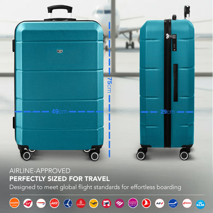 LUGG - Jetset 75x49x29cm Large Suitcase – Lightweight Hard Shell Luggage with TSA Lock – Water-Resistant ABS Spinner Suitcase – 4 Wheels Travel Bag- Midnight Blue (28 inch)