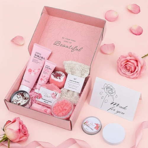 Gifts for Women, Birthday Gifts for Women, Bath And Body Gift Basket Mothers Day Gifts, Rose Home Spa Set Self Care Gift, Thank You for Mom Sister Her Friends Friendship - Mother's Day Gift