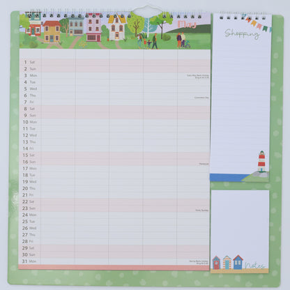 Evelay 2027 Family Planner Calendar – 5 Column Wall Organiser with Shopping List & Notepad | Large Month-to-View Schedule for Busy Homes, Kitchens & Offices