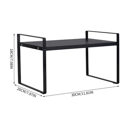 Multi-Tier Storage Rack, Mug Shelves for Desks, Black/White/Natural Wooden and Metal Countertop Organizer Shelf, Display Rack, Perfect for Dormitories Home Office Kitchen Bathroom