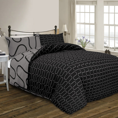 3-Piece Wave Print Duvet Cover Set – Soft, Breathable Microfiber Bedding for All-Season Comfort, Reversible Design with Button Closure for Bedroom or Guest Room