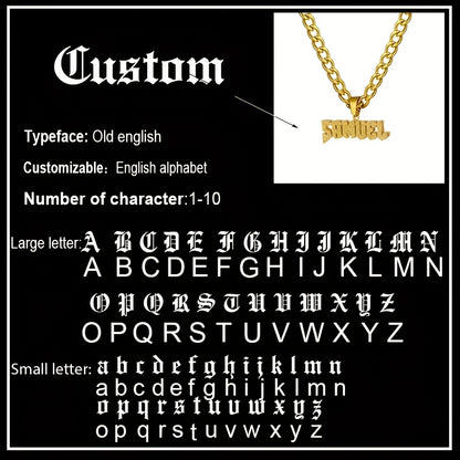 Custom Name Double Layer Necklace 304 Stainless Steel Detachable Cuban Chain 3D Fashion Hip Hop Style Blingbling Pendant Men's Jewelry Personalized Gift for Him Couple Necklace Father's Day Gifts for Dad
