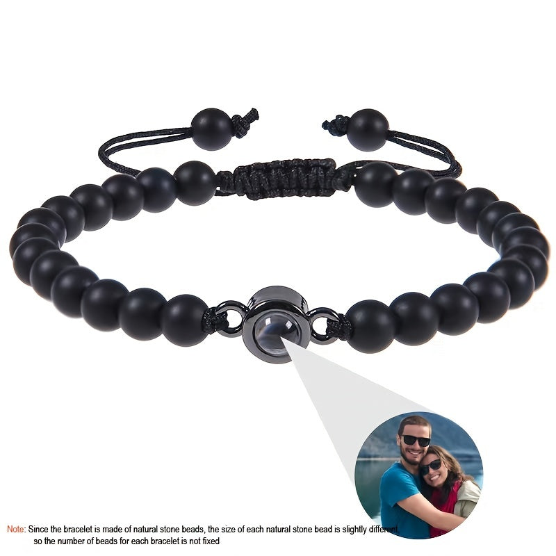 Customized Personalized Frosted Stone Photo Projection Bracelet, Customized Photo Projection Bracelet Festival Gifts