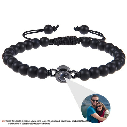 Customized Personalized Frosted Stone Photo Projection Bracelet, Customized Photo Projection Bracelet Festival Gifts