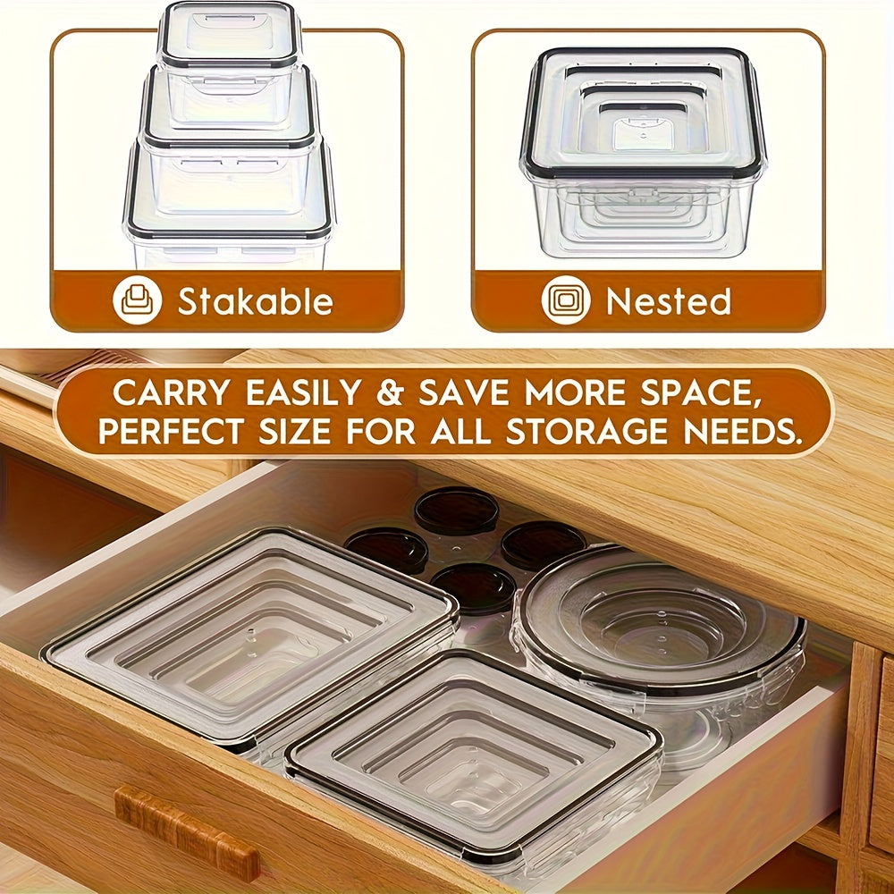 50pcs Food Storage Container Set - Kitchen Storage Containers with Easy-To-Secure Lids (24 Lids And 24 Containers And Stickers And Pen) - Sealed Plastic Containers for Kitchen Organizing, Travel, Outdoor Picnics, Includes Labels And Markings