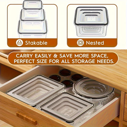 50pcs Food Storage Container Set - Kitchen Storage Containers with Easy-To-Secure Lids (24 Lids And 24 Containers And Stickers And Pen) - Sealed Plastic Containers for Kitchen Organizing, Travel, Outdoor Picnics, Includes Labels And Markings