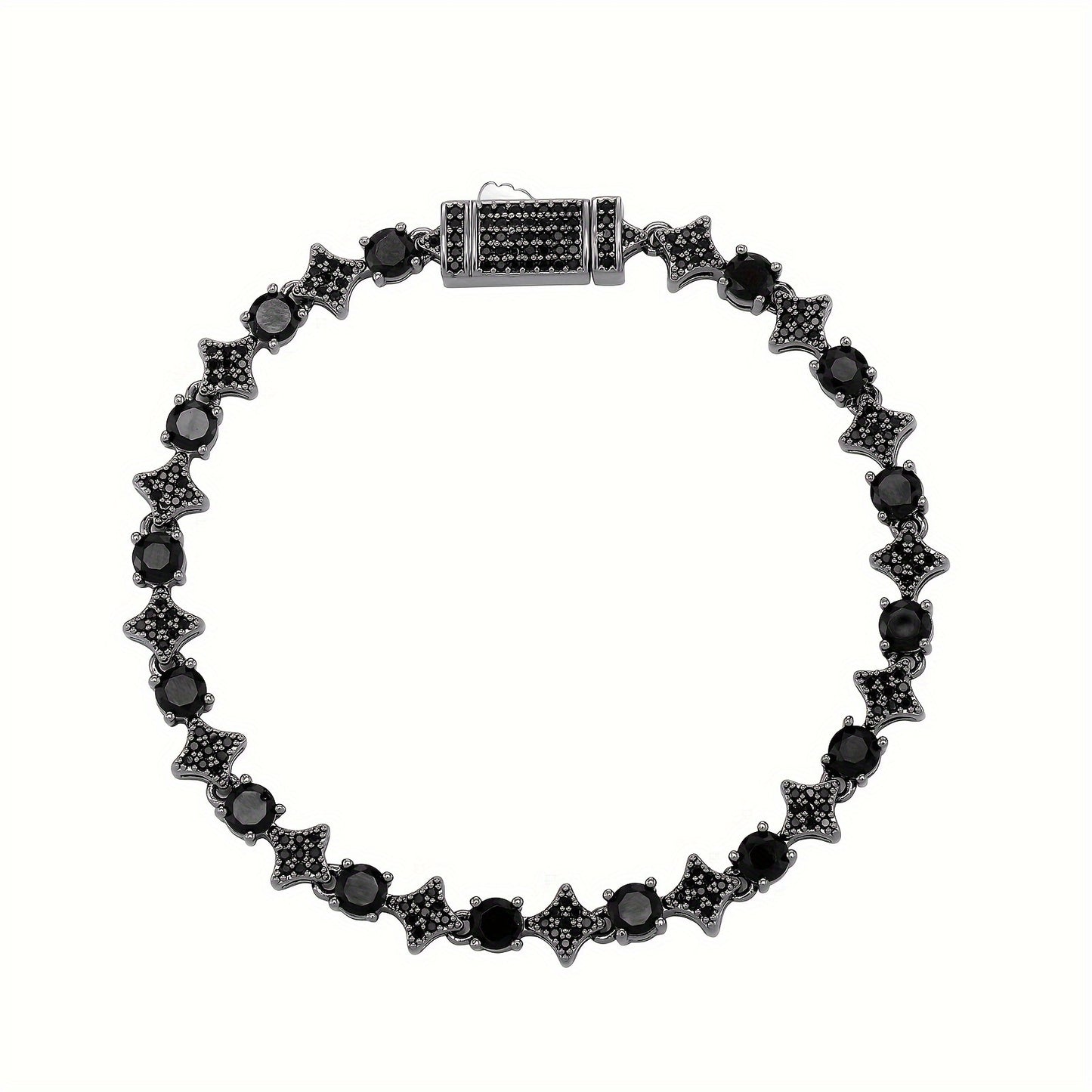 1pc Iced Round Stone Star Tennis Bracelet Hip Hop Fashion Jewelry for Gift