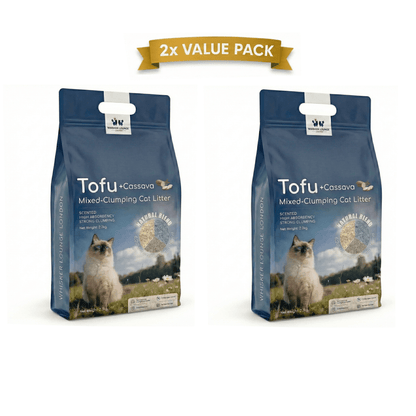 Premium Cassava Tofu Mixed Cat Litter 2.3Kg, Triple Action Bentonite Clay Blend – Deodorizing Cassava Tofu Cat Litter, Superior Clumping, Low Dust & Tracking, Good Odor Control