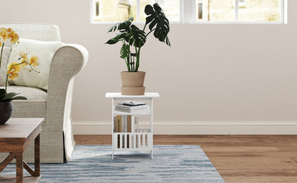 3-Tier Bedside Table Nightstand with Storage – Modern White PVC & Metal Frame Side End Table for Bedroom & Living Room | 2 Sizes