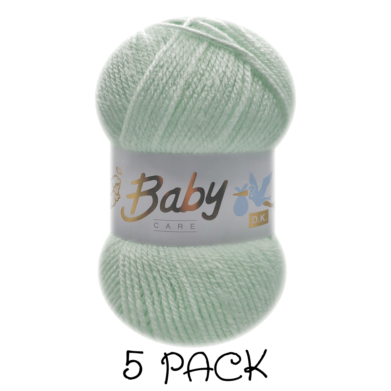 Woolcraft - Baby Care Double Knitting Yarn - 2 or 5 Pack of 100g Balls of 100% Acrylic Yarn - 13 Colours Available - Aqua, Beige, Baby Blue, Oyster, Denim, Lilac, Mint, Peach, Baby Pink, Rouge, Silver, White or Lemon - Perfect for Knitting or Crochet