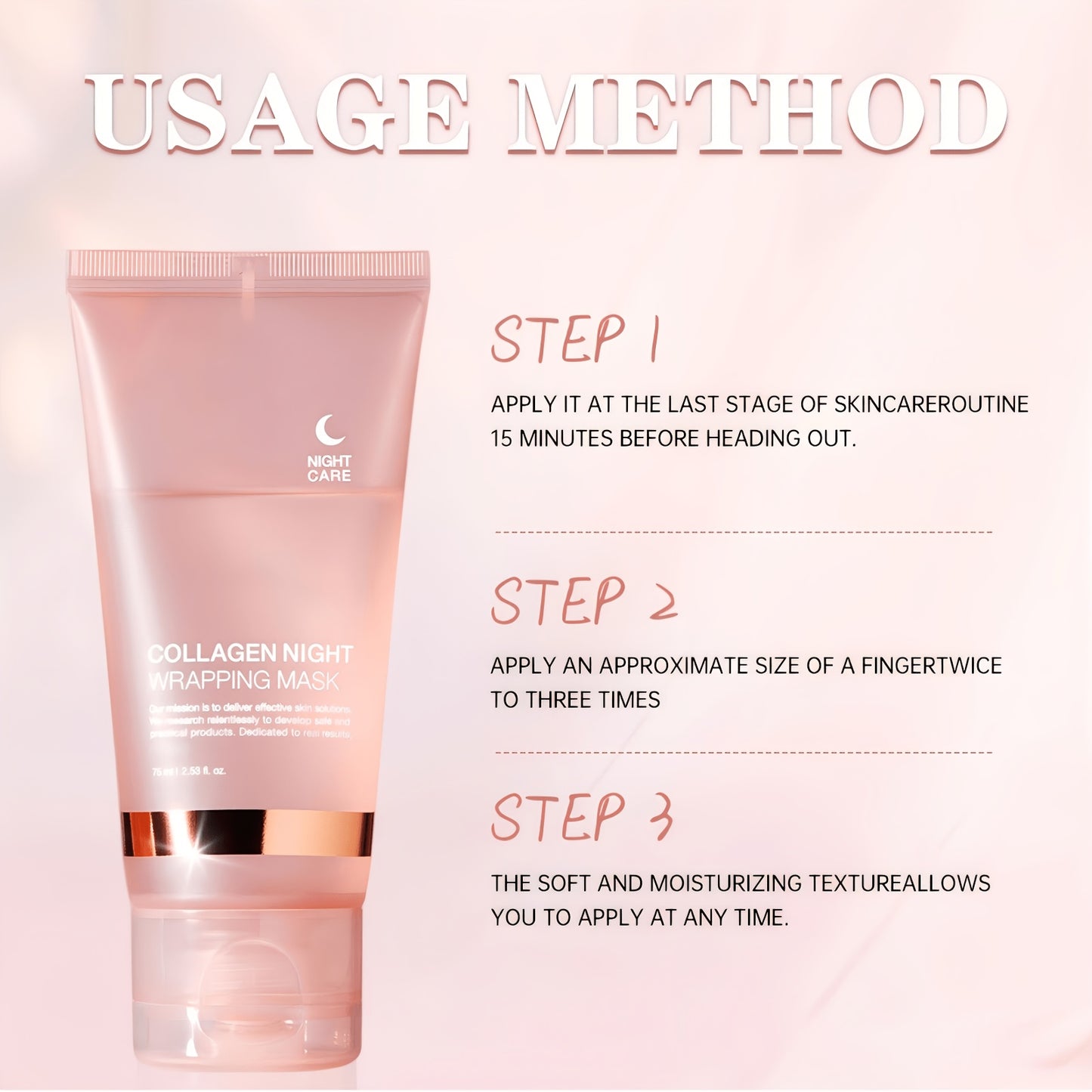 75ml Collagen Hydrating & Moisturizing Mask | Includes Applicator Brush | Enriched with Hyaluronic Acid and Niacinamide to Moisturize, Firm, and Boost Skin Elasticity. Collagen Ingredients Leave Skin Smooth and Radiant. Suitable for All Skin Types