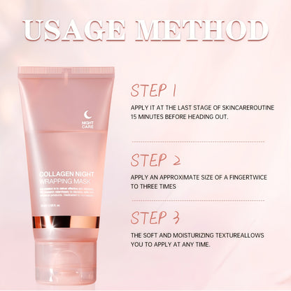 75ml Collagen Hydrating & Moisturizing Mask | Includes Applicator Brush | Enriched with Hyaluronic Acid and Niacinamide to Moisturize, Firm, and Boost Skin Elasticity. Collagen Ingredients Leave Skin Smooth and Radiant. Suitable for All Skin Types