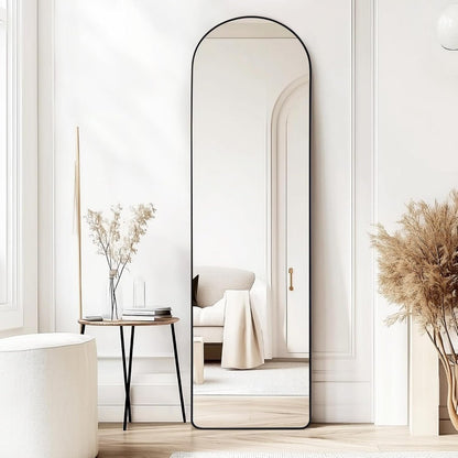 Full-Length Arched Mirror 150x40 cm / 160x50 cm – Large Standing Floor Mirror with Sleek Aluminum Frame – Modern Full Body Mirror for Bedroom or Hallway