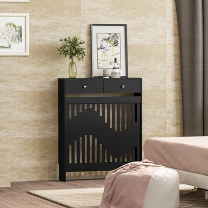 Modern White MDF Wood Radiator Cover with Drawers - Contemporary Style, Great Choice for Living Room, Bedroom, Hallway, Suitable for Placing Decorative Items and Storing Small Objects.