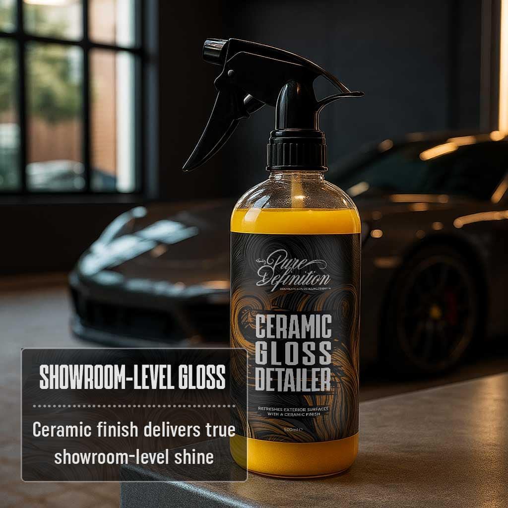 Ceramic Gloss Detailer - Car Detailing Spray Sealant & Coating For Vehicle Paintwork + Edgeless Microfibre Towel - Si02 Ceramic Technology - Pure Definition